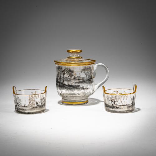 Mustard pot and two spice cellars, 1898