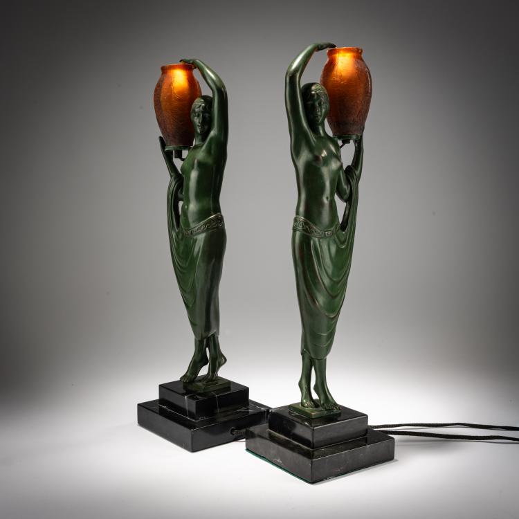 Bild 1 zu Objekt, Zwei fig&uuml;rliche Tischleuchten 'Odaliske', um 1930, Pierre Le Faguays, Le Verrier, Max, Paris, 182A 307