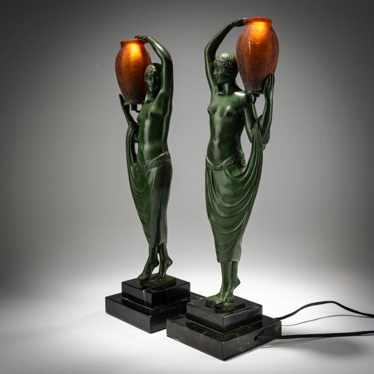 Bild 2 zu Objekt, Zwei fig&uuml;rliche Tischleuchten 'Odaliske', um 1930, Pierre Le Faguays, Le Verrier, Max, Paris, 182A 307