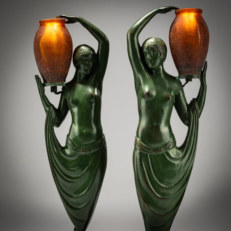 Bild 4 zu Objekt, Zwei fig&uuml;rliche Tischleuchten 'Odaliske', um 1930, Pierre Le Faguays, Le Verrier, Max, Paris, 182A 307