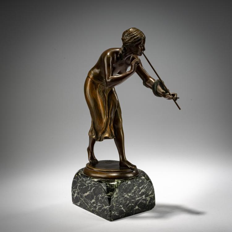 Hauptbild zu Objekt, Bronzefigur 'Schlangenbeschw&ouml;rerin', um 1925, Rudolf Kaesbach, Rosenthal & Maeder, Berlin, 182A 274