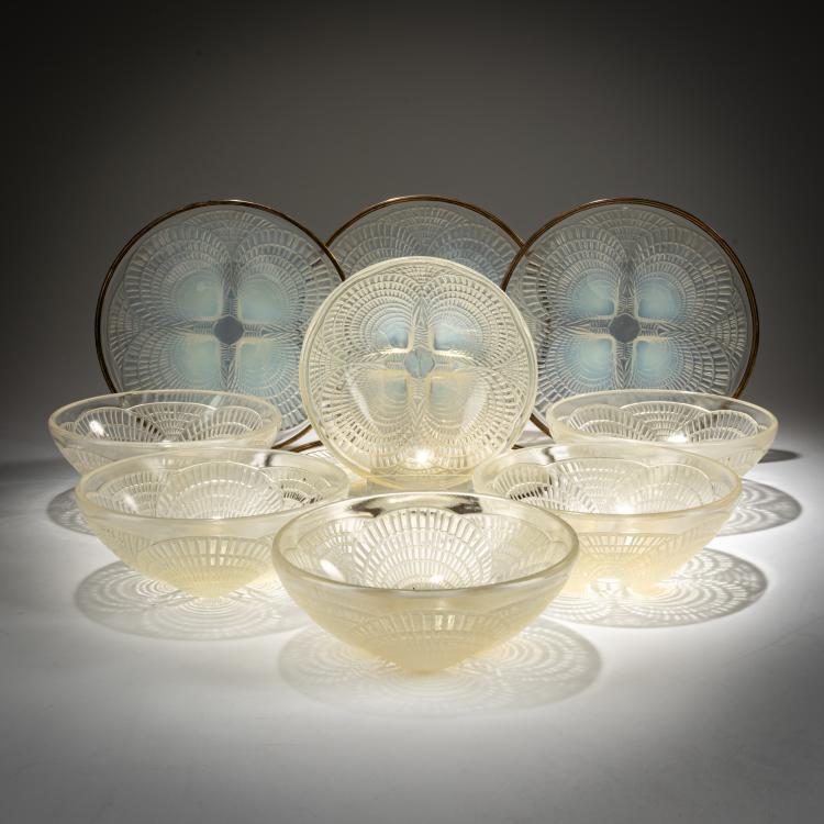 Hauptbild zu Objekt, Sechs Schalen und sechs Teller 'Coquilles' No. 5, 1924, Ren&eacute; Lalique, Lalique, Wingen-sur-Moder, 182A 150