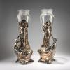 Two tall vases with plastic figurines, c. 1905