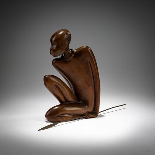 Wooden figure 'African warrior', 1950s
