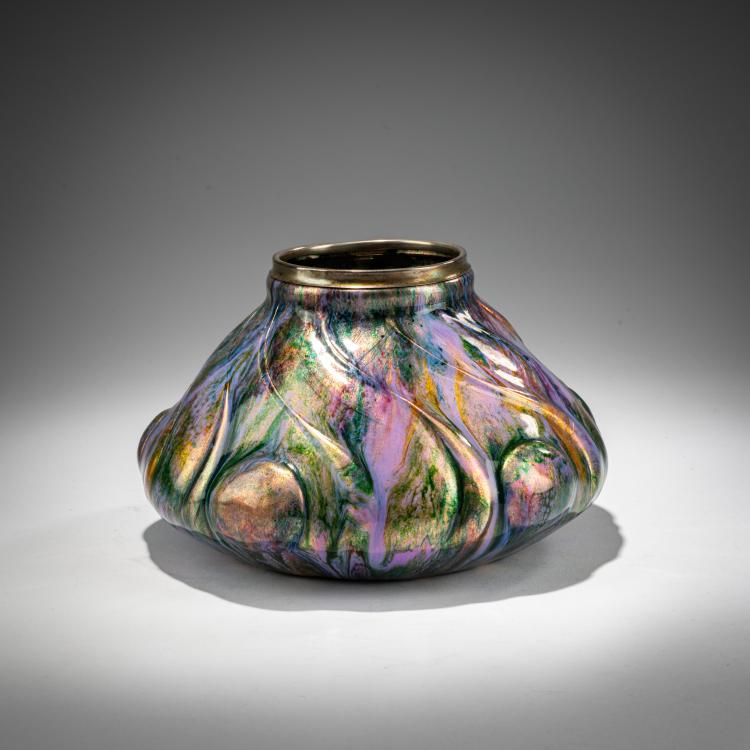 Hauptbild zu Objekt, Emailvase mit Silbermontierung, 1901-03, Jakab Rapoport, La Maison Moderne, Paris, 182A 448
