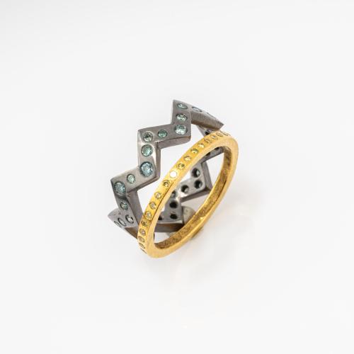 Two rings 'Round and Zigzag Duo', 2003