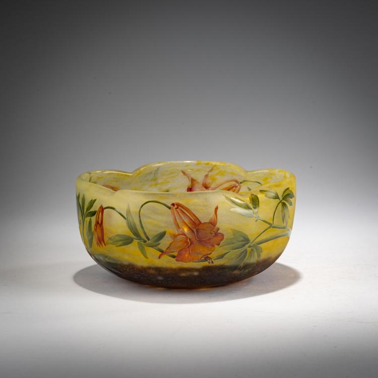 Hauptbild zu Objekt, Bowl 'Ancolies', c. 1910, Daum Fr&egrave;res, Nancy, 182A 58