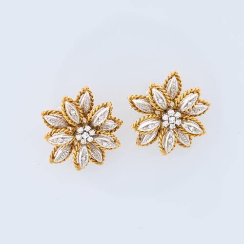 Pair of flower-shaped clip-on earrings