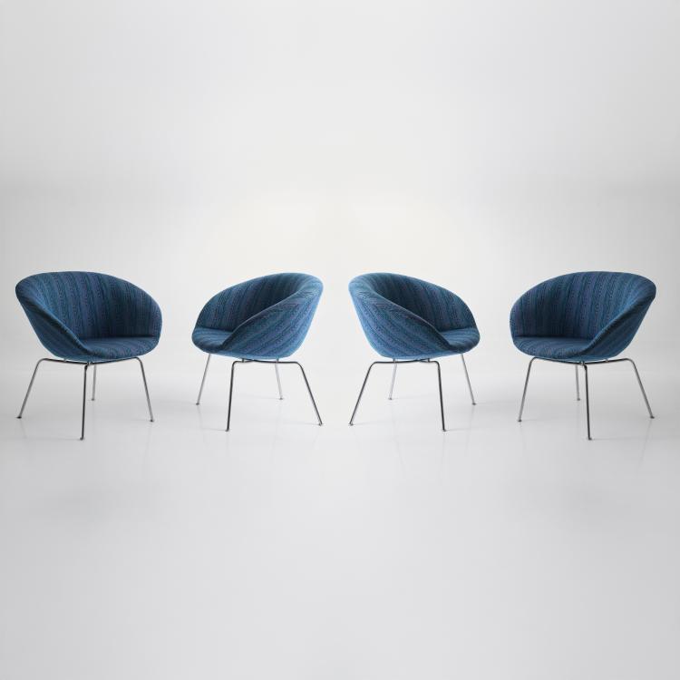 Hauptbild zu Objekt, Vier 'Pot chairs - 3318', 1959, Arne Jacobsen, Hansen, Fritz Aller&ouml;d, 