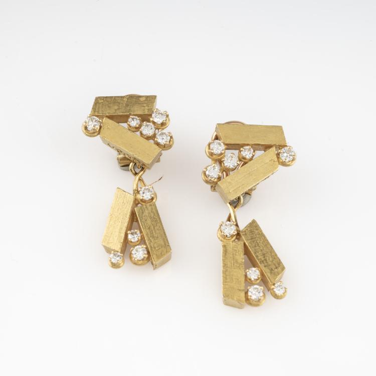 Hauptbild zu Objekt, Unikat-Ohrringe mit Diamanten, 1964, Giuseppe Uncini, Masenza, Rom / Rome, 182D 1070