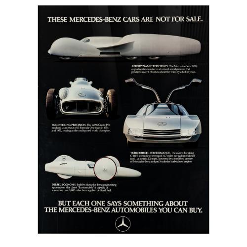 Rare advertising poster for prototype automobiles, 1980s