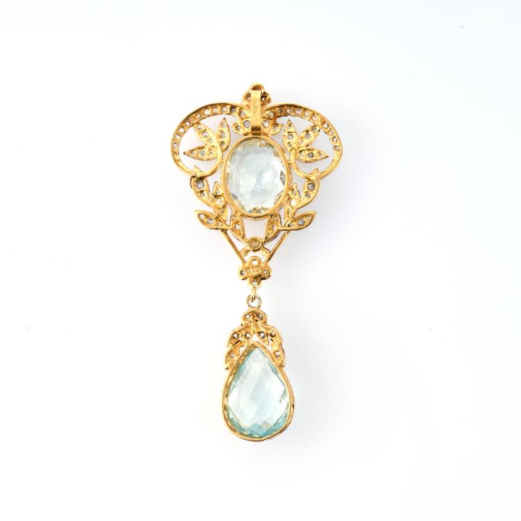 Bild 1 zu Objekt, Historical pendant with aquamarines, 182D 1083