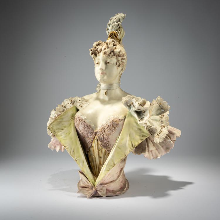Hauptbild zu Objekt, Frauenb&uuml;ste, um 1902, Eduard Stellmacher, Amphora-Werke Riessner, Stellmacher & Kessel, Turn-Teplitz, 182A 373