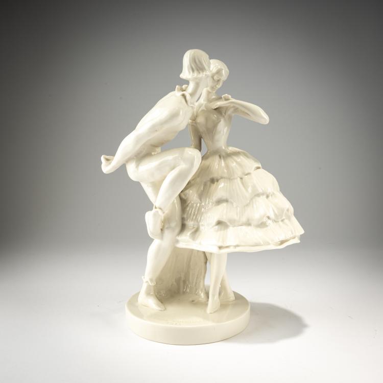 Hauptbild zu Objekt, Lampenfu&szlig; 'Harlekin mit Balletteuse', 1913, Claire Volkhart, Schwarzburg, 182A 420
