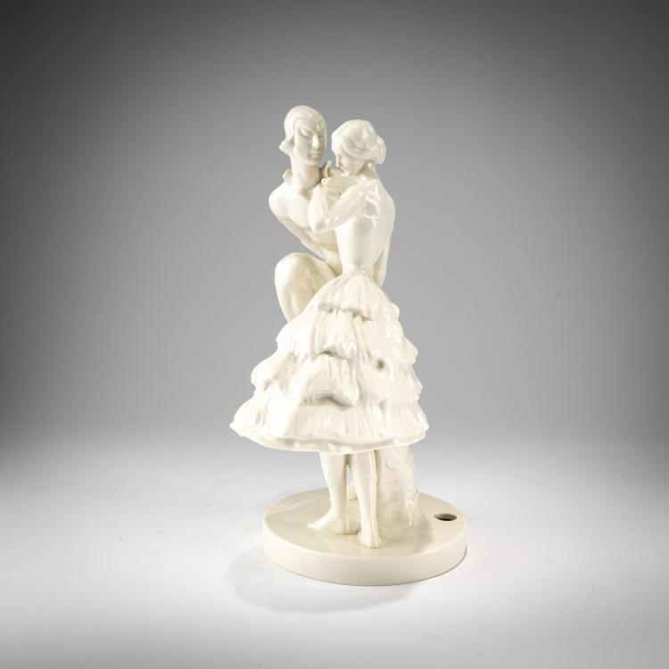 Bild 1 zu Objekt, Lampenfu&szlig; 'Harlekin mit Balletteuse', 1913, Claire Volkhart, Schwarzburg, 182A 420