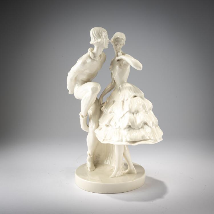 Bild 2 zu Objekt, Lampenfu&szlig; 'Harlekin mit Balletteuse', 1913, Claire Volkhart, Schwarzburg, 182A 420