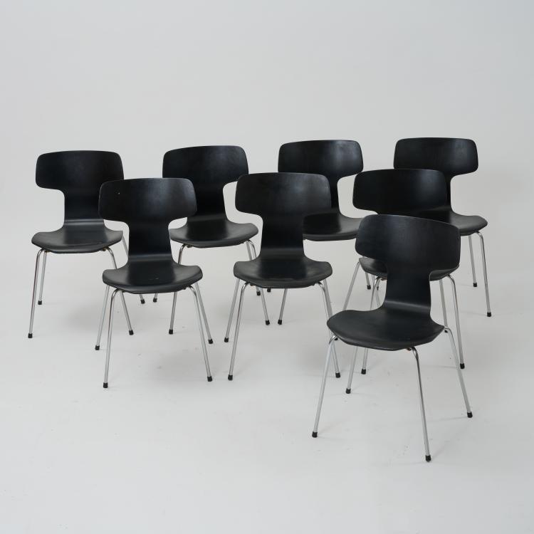 Hauptbild zu Objekt, Acht St&uuml;hle '3103', 1955 (Entwurf), Arne Jacobsen, Fritz Hansen, Aller&oslash;d, 183A 270