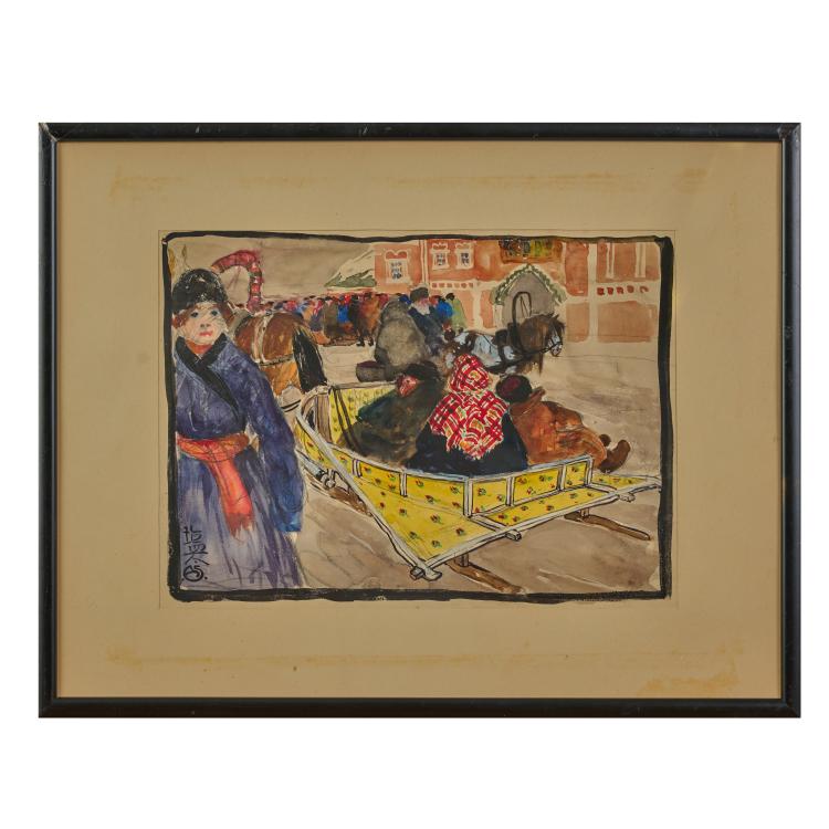 Bild 1 zu Objekt, Pferdeschlitten in Russland, circa 1900, Alexander von Salzmann, 183C 854