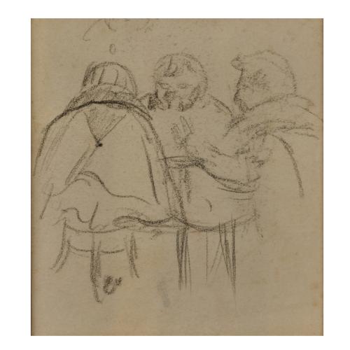 2 Zeichnungen 'Skatspieler in der Budike' und 'Ick wees nich mehr weiter', um 1915