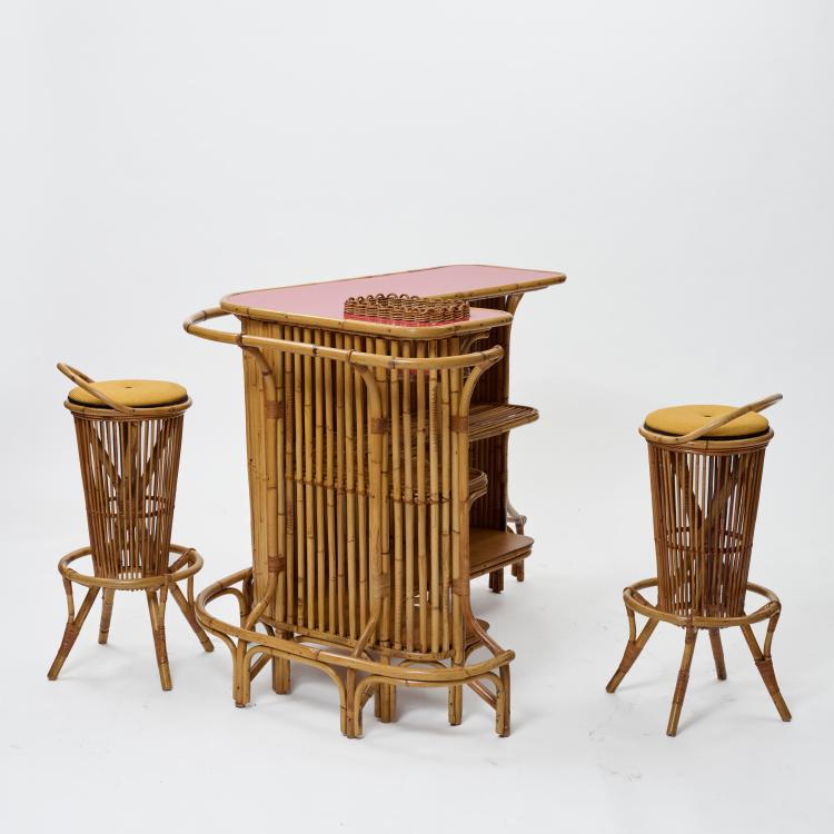 Bild 1 zu Objekt, Bar mit zwei Barhockern, 1950er Jahre (Entwurf), Italien / Italy, 183A 297