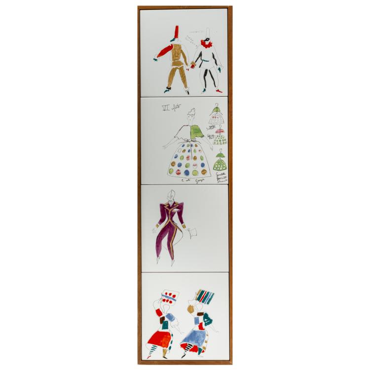Hauptbild zu Objekt, 'Pulcinella' tile mural, 1940 (Design), Gio Ponti (after), Bardelli Ceramica, Mailand / Milan, 183A 67