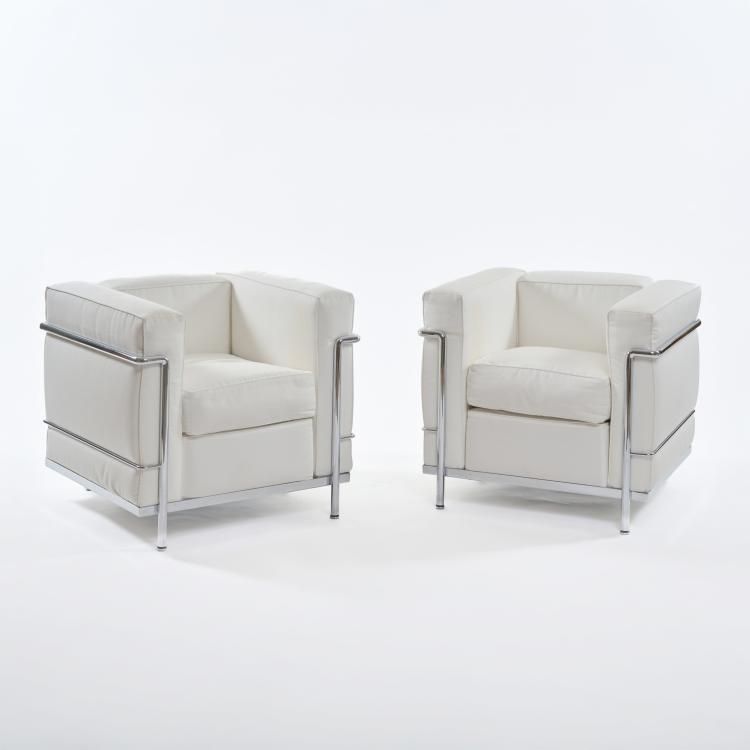 Hauptbild zu Objekt, Zwei Sessel 'LC 2', 1928 (Entwurf), Pierre Jeanneret,Charlotte Perriand,Le Corbusier Charles-&Eacute;douard Jeanneret-Gris, Cassina, Mailand / Milan, 183A 142