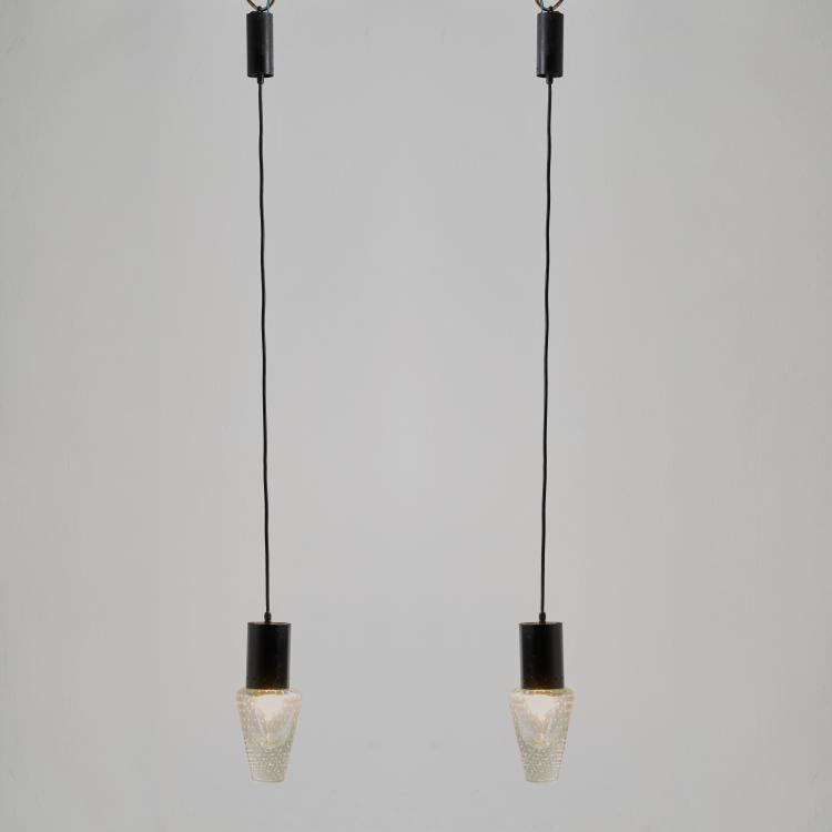 Hauptbild zu Objekt, Zwei Deckenleuchten, 1960er Jahre (Entwurf), Gino Sarfatti (zugeschrieben), Seguso Vetri d'Arte, Murano (zugeschrieben) / (attributed), 183A 414