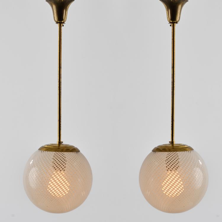 Bild 1 zu Objekt, Zwei Deckenleuchten 'Reticello', um 1940 (Entwurf), Carlo Scarpa, Venini, Murano, 183A 190