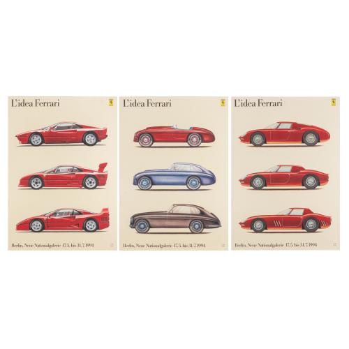 3 Ausstellungsplakate 'L'idea Ferrari', 1994