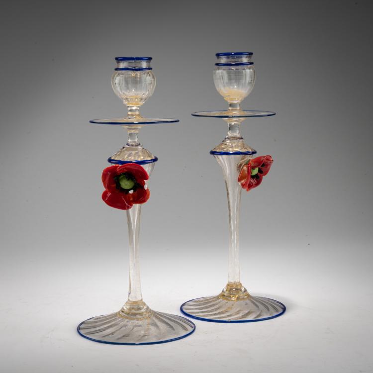 Bild 1 zu Objekt, Paar Kerzenleuchter, 1910, Barovier & C., Vetreria Artistica, Murano, 183B 669