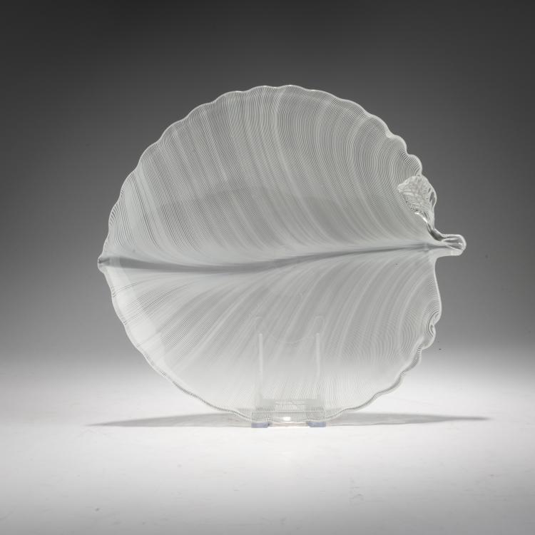 Hauptbild zu Objekt, Blattschale 'Lattimo mezza filigrana', 1938, Tyra Lundgren, Venini, Murano, 183B 705