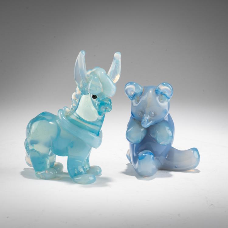 Hauptbild zu Objekt, Zwei 'Opalino' Tiere, 1957-59, Seguso Vertri d'Arte, Murano, 183B 760