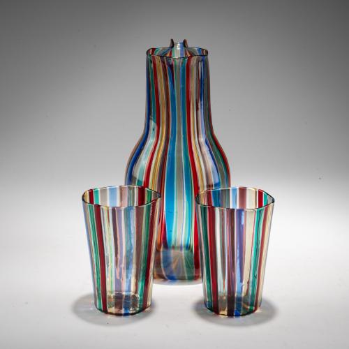 Karaffe mit zwei Gläsern 'A canne', 1946/47