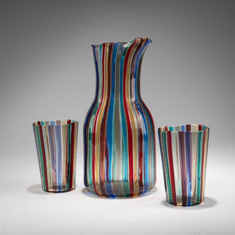 Bild 2 zu Objekt, Karaffe mit zwei Gl&auml;sern 'A canne', 1946/47, Gio Ponti, Venini, Murano, 183B 716