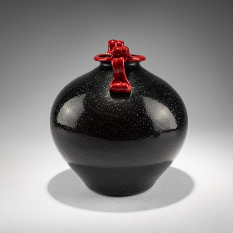 Bild 1 zu Objekt, Vase 'Rosso, nero, argento', um 1932, Nason, Angelo, Murano, 183B 688