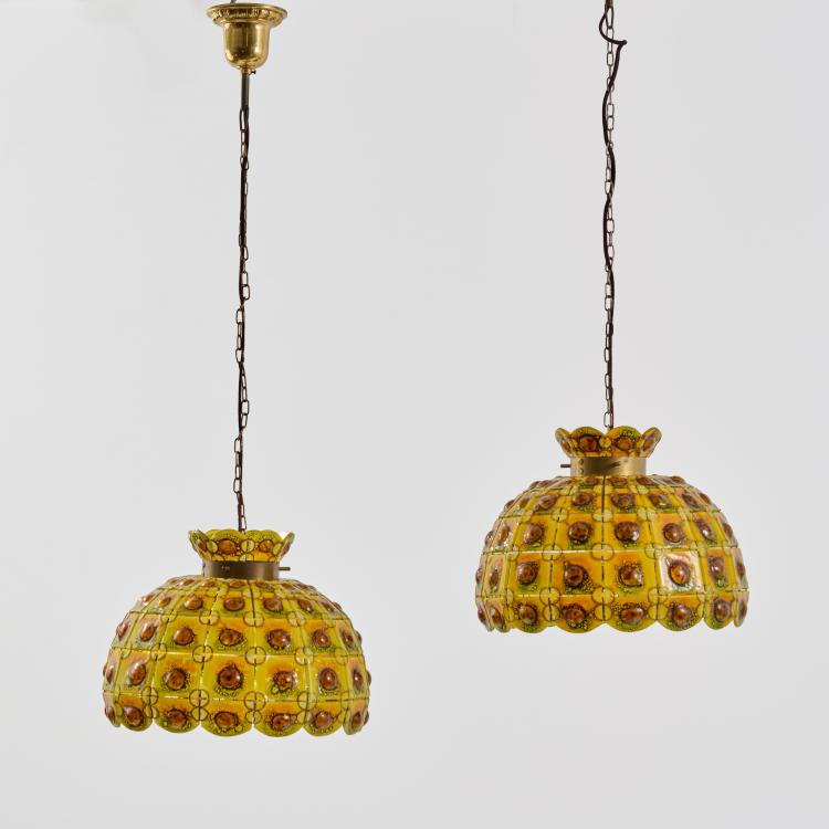 Hauptbild zu Objekt, Zwei Deckenleuchten, 1960er /70er Jahre (Entwurf), Felipe Delfinger Feders, Mexiko (zugeschrieben) / (attributed), 183A 393