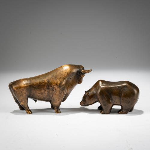 Skulpturenpaar Bulle & Bär, circa 1985