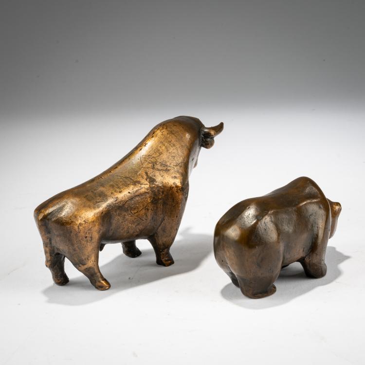 Bild 2 zu Objekt, Skulpturenpaar Bulle & B&auml;r, circa 1985, Reinhard Dachlauer, 183C 821