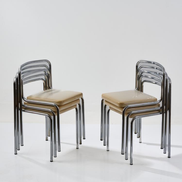 Hauptbild zu Objekt, Sechs St&uuml;hle 'Orix', 1970er Jahre (Entwurf), Vittorio Parigi,Nanni Prina, Molteni & C., Giussano, 183A 482