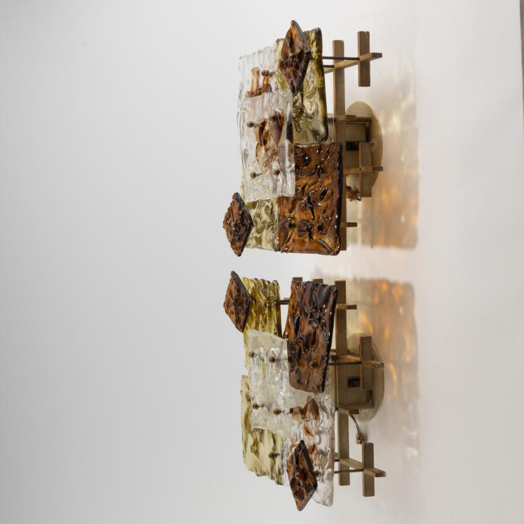 Hauptbild zu Objekt, Zwei Wandappliquen 'Patchwork', 1970er Jahre (Entwurf), Toni Zuccheri, Venini, Murano, 183A 460