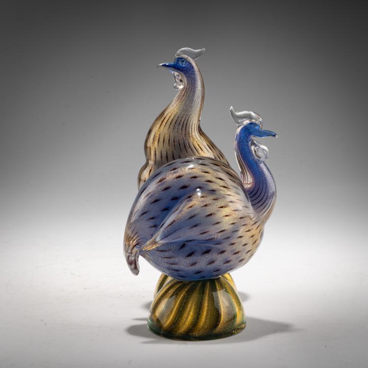 Bild 1 zu Objekt, Zwei V&ouml;gel 'Faraona puntiforme, 1955, Archimede Seguso, Seguso, Archimede, 183B 752