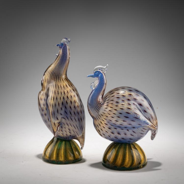 Bild 2 zu Objekt, Zwei V&ouml;gel 'Faraona puntiforme, 1955, Archimede Seguso, Seguso, Archimede, 183B 752