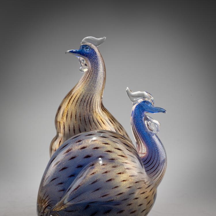 Bild 3 zu Objekt, Zwei V&ouml;gel 'Faraona puntiforme, 1955, Archimede Seguso, Seguso, Archimede, 183B 752