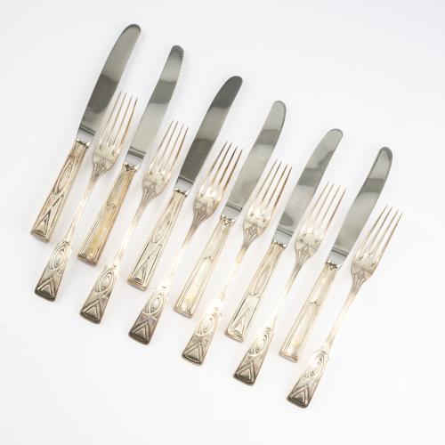 Six forks and six knives from the 'Behrens' silverware set - '4800', 1900/01