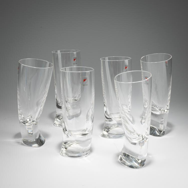 Bild 1 zu Objekt, Sechs Whiskygl&auml;ser aus der Serie 'Touch Glass', 1991 (Entwurf), Angelo Mangiarotti, Cristalleria Colle, Colle di Val d'Elsa, 183A 48
