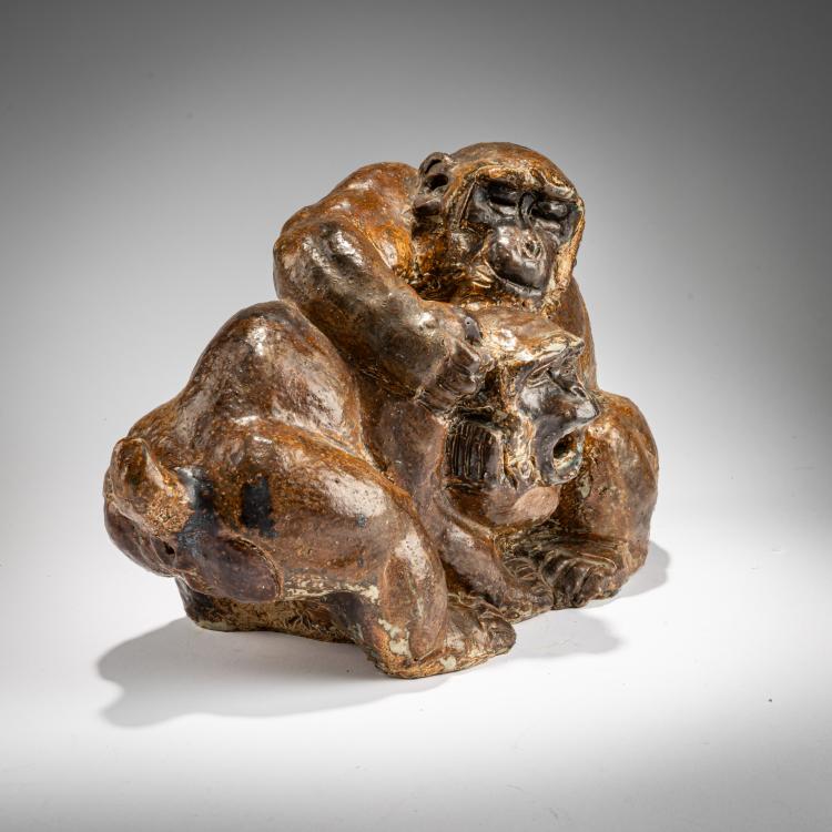 Bild 1 zu Objekt, Affenpaar, Unikat, 1931 (Entwurf), Knud Kyhn, Kopenhagen, KPM, 183A 69