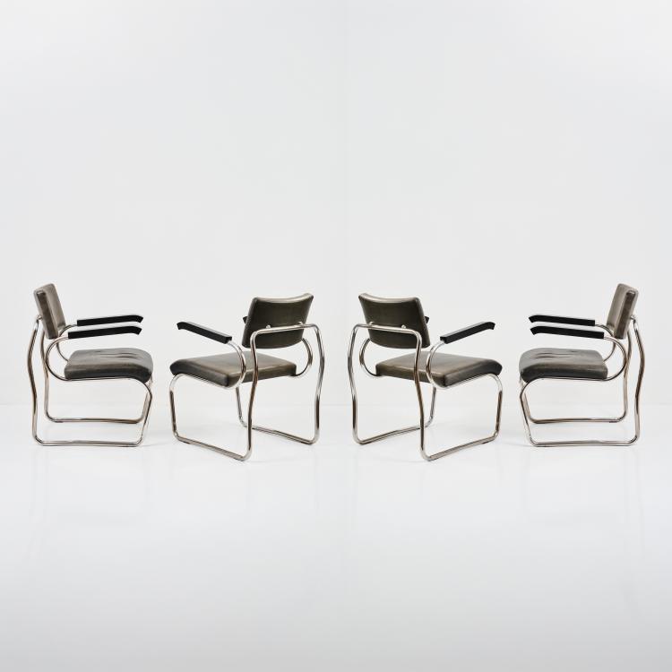 Hauptbild zu Objekt, Vier St&uuml;hle 'Sant'Elia', 1936 (Entwurf), Giuseppe Terragni, Zanotta, Mailand / Milan, 183A 181
