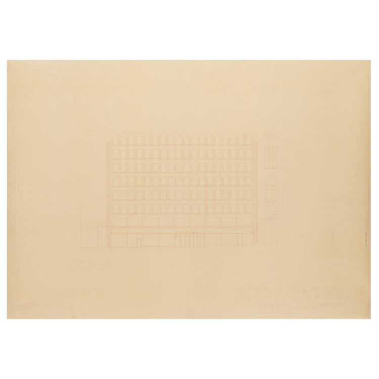 Hauptbild zu Objekt, Fassadenansicht des B&uuml;rogeb&auml;udes der Hakasalmen Oy in Helsinki, 1955, Alvar Aalto, Aalto, Alvar, 183A 514
