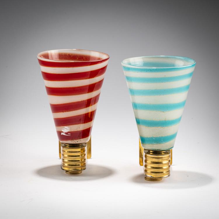 Bild 1 zu Objekt, Zwei Wandleuchten, 1950er Jahre (Entwurf), Barovier & Toso, Murano, 183A 277
