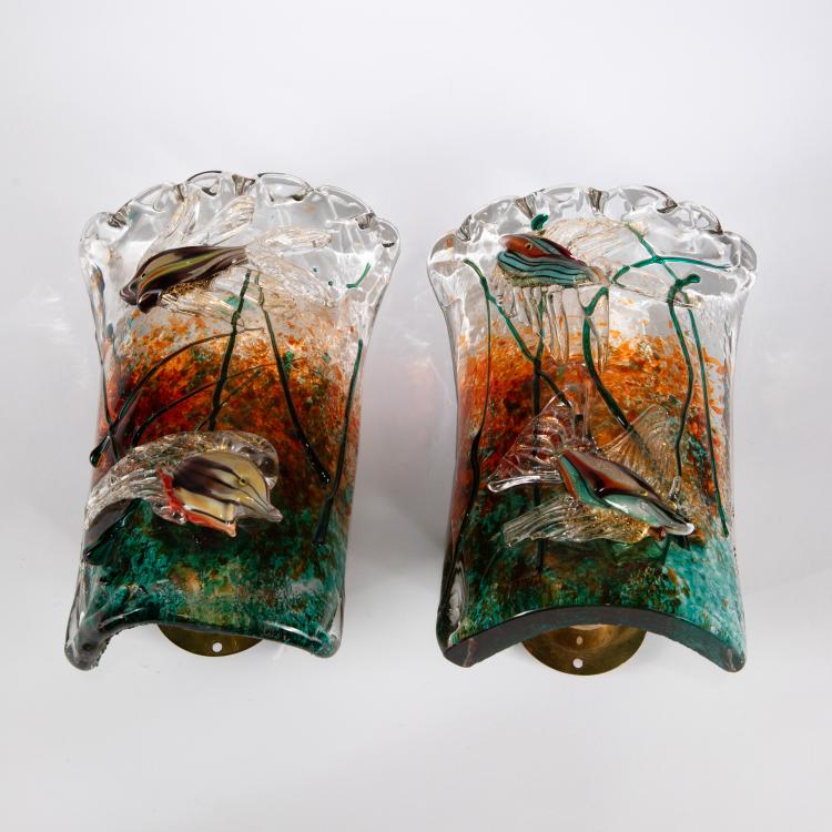 Bild 1 zu Objekt, Two wall sconces, c. 1960, Cenedese, Murano, 183B 769